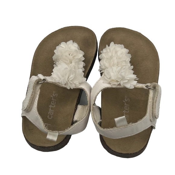 Carter's White Bliss 3 Floral T-Strap Sandals Size 9 Toddler Girl's - Picture 4 of 9